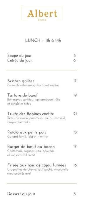 Albert Bistro Restaurant Montréal centre ville