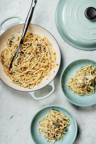 Linguinis aux speck et à la truffe du restaurant le Serpent